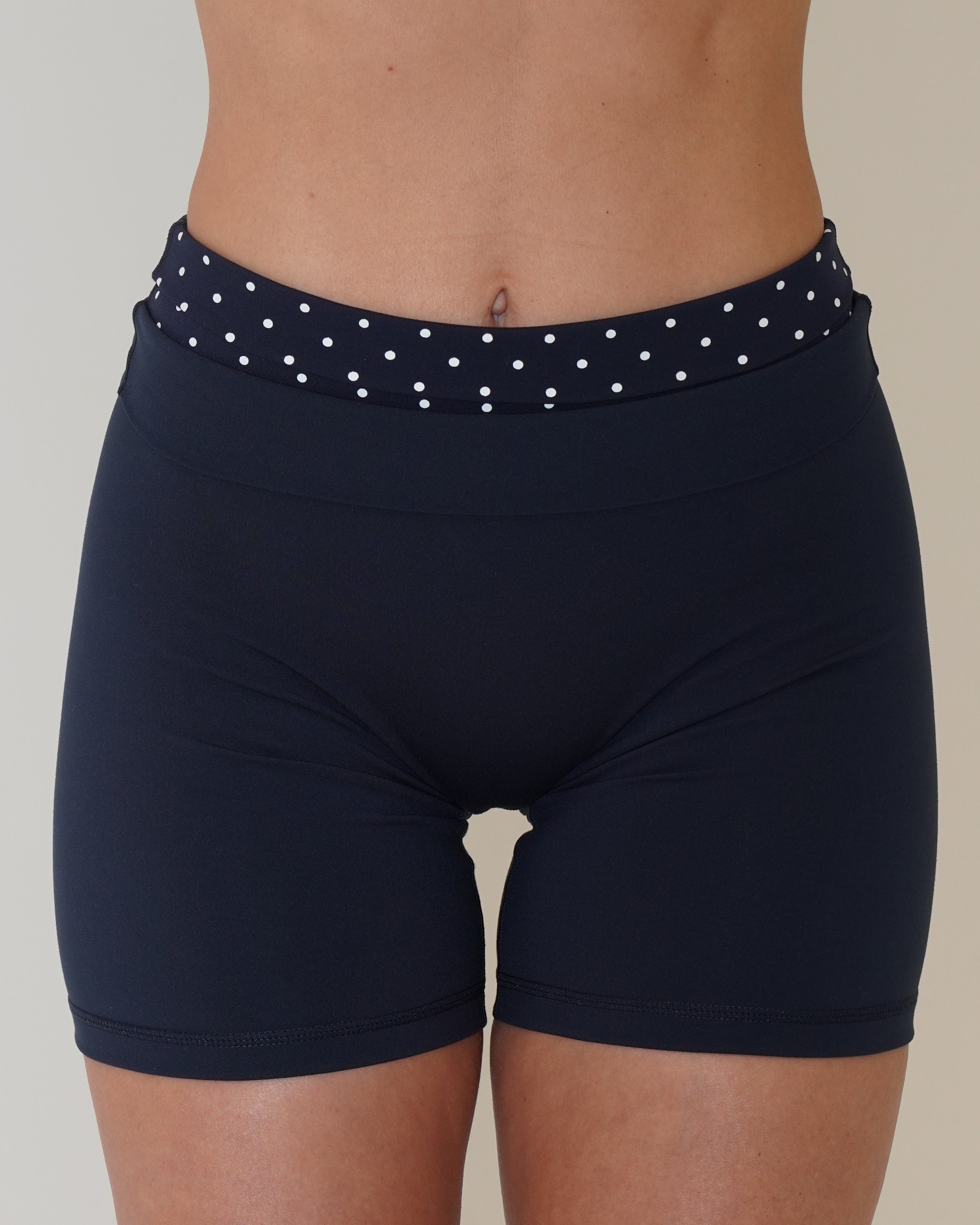 Layered Sculpt Short V1 - Cypress & White Polka Dots