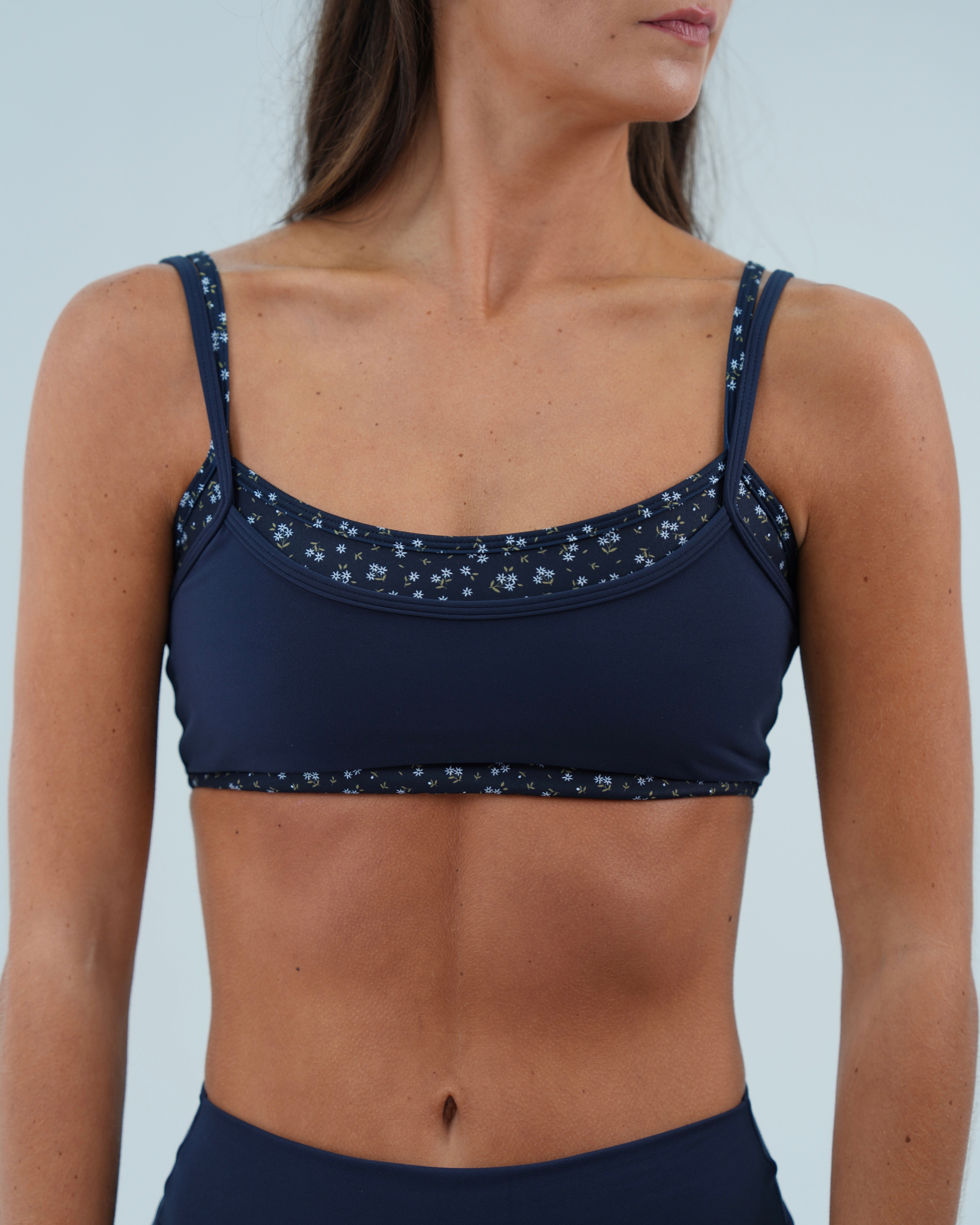 Double Layer Scoop Bra - Cypress & Flowers