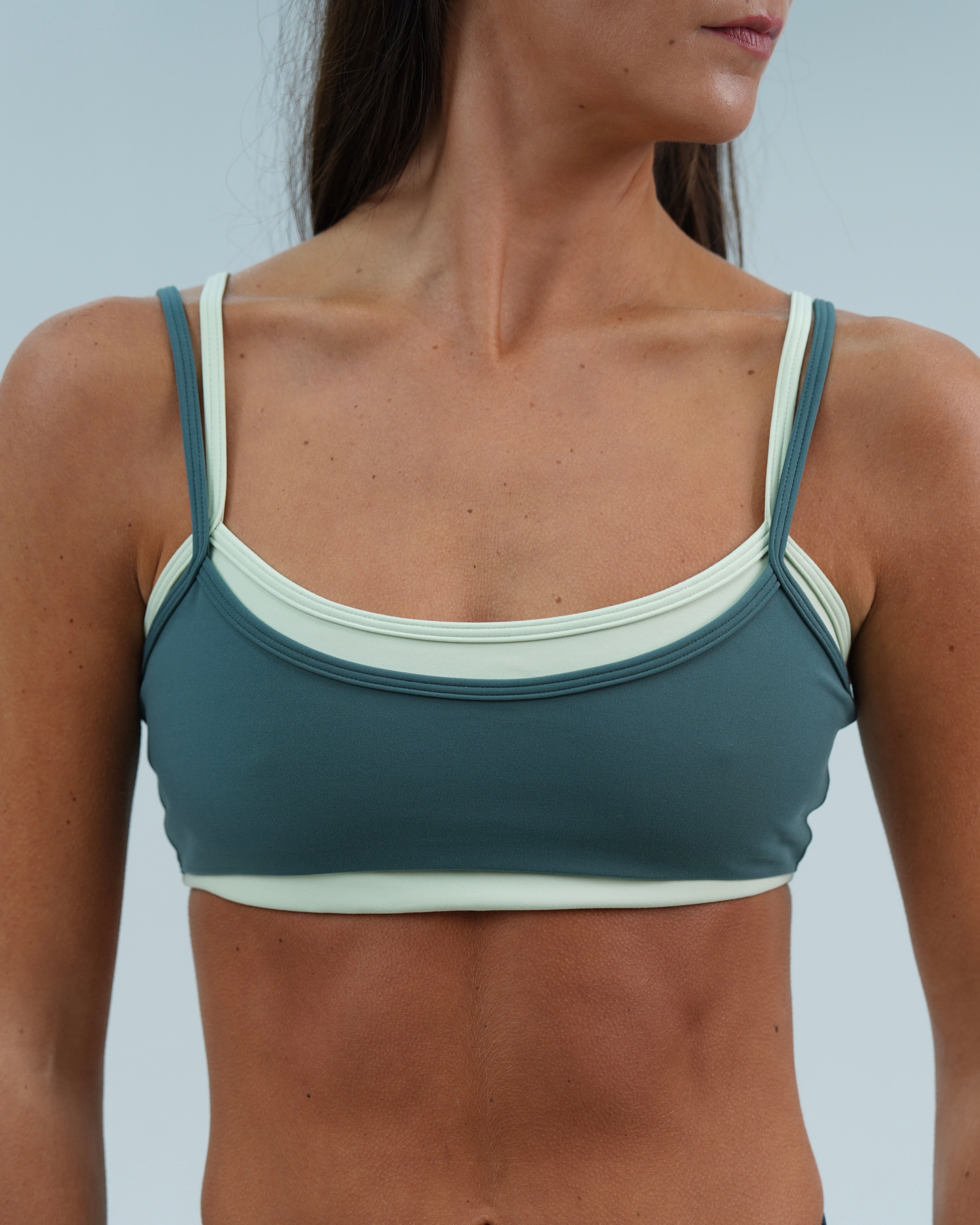 Double Layer Scoop Bra - Lagoon & Mint