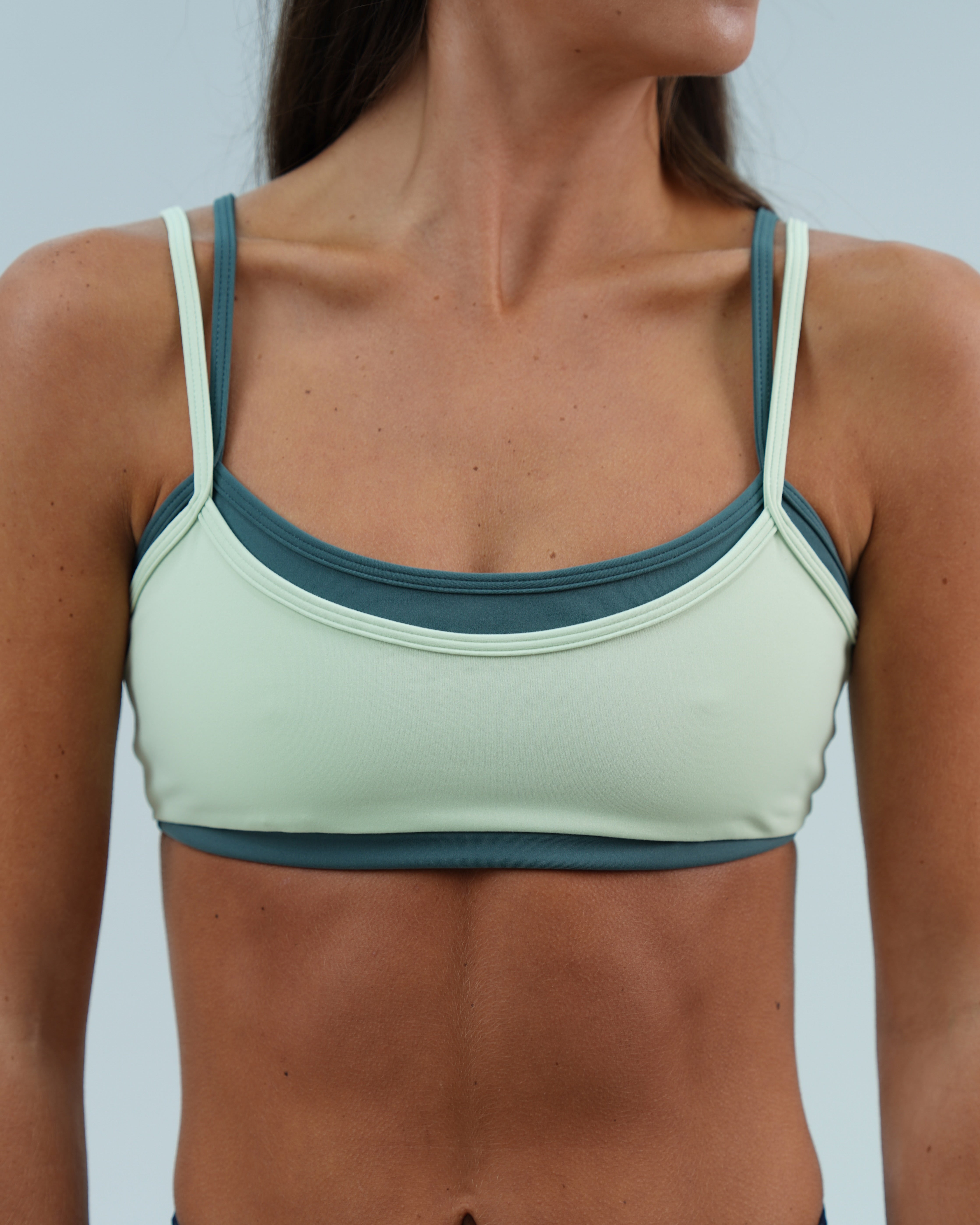 Double Layer Scoop Bra - Mint & Lagoon