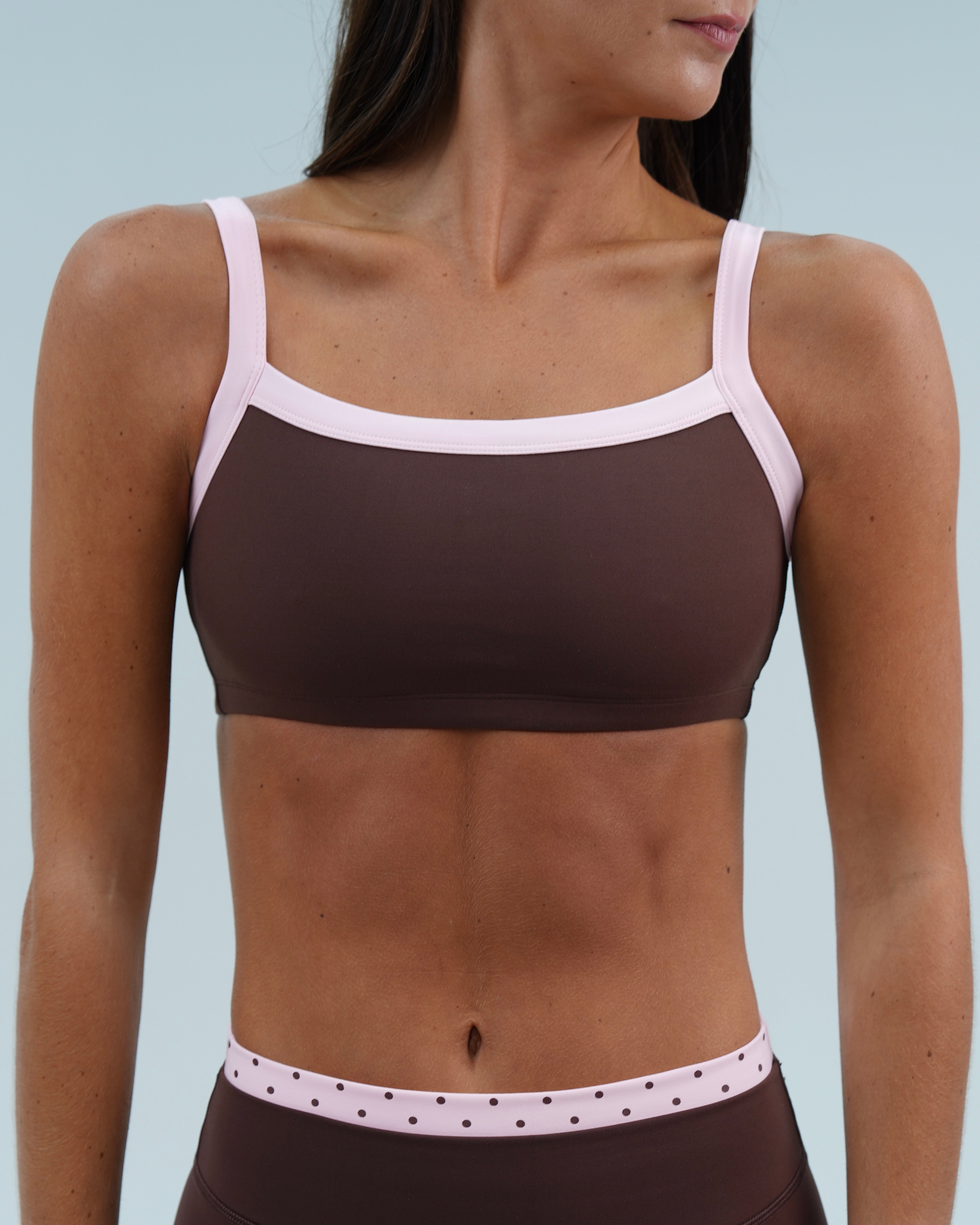 Basic Contrast Bra - Mocha Brown & Soft Pink
