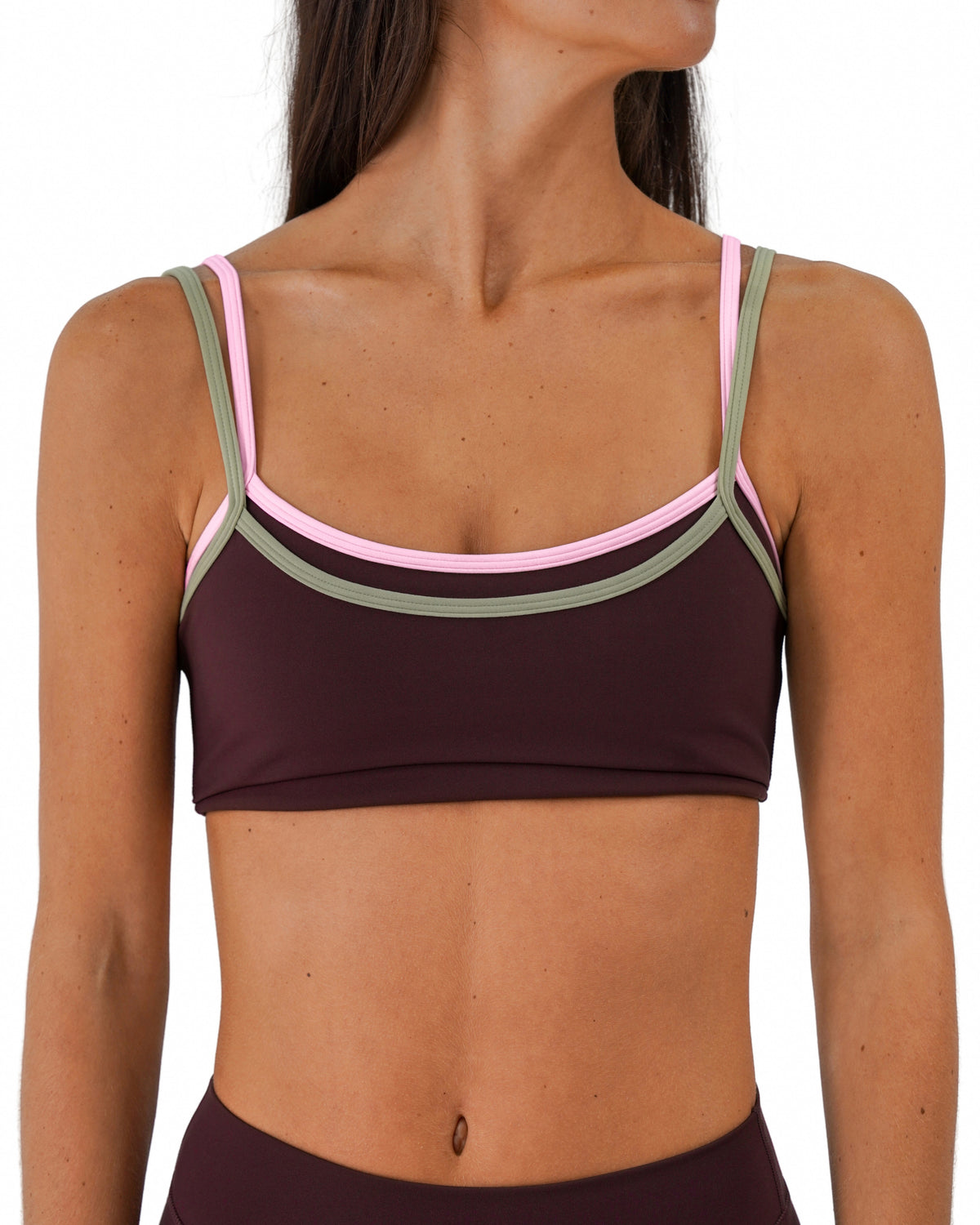 Multi-Color Double Layer Scoop Bra - Mojave