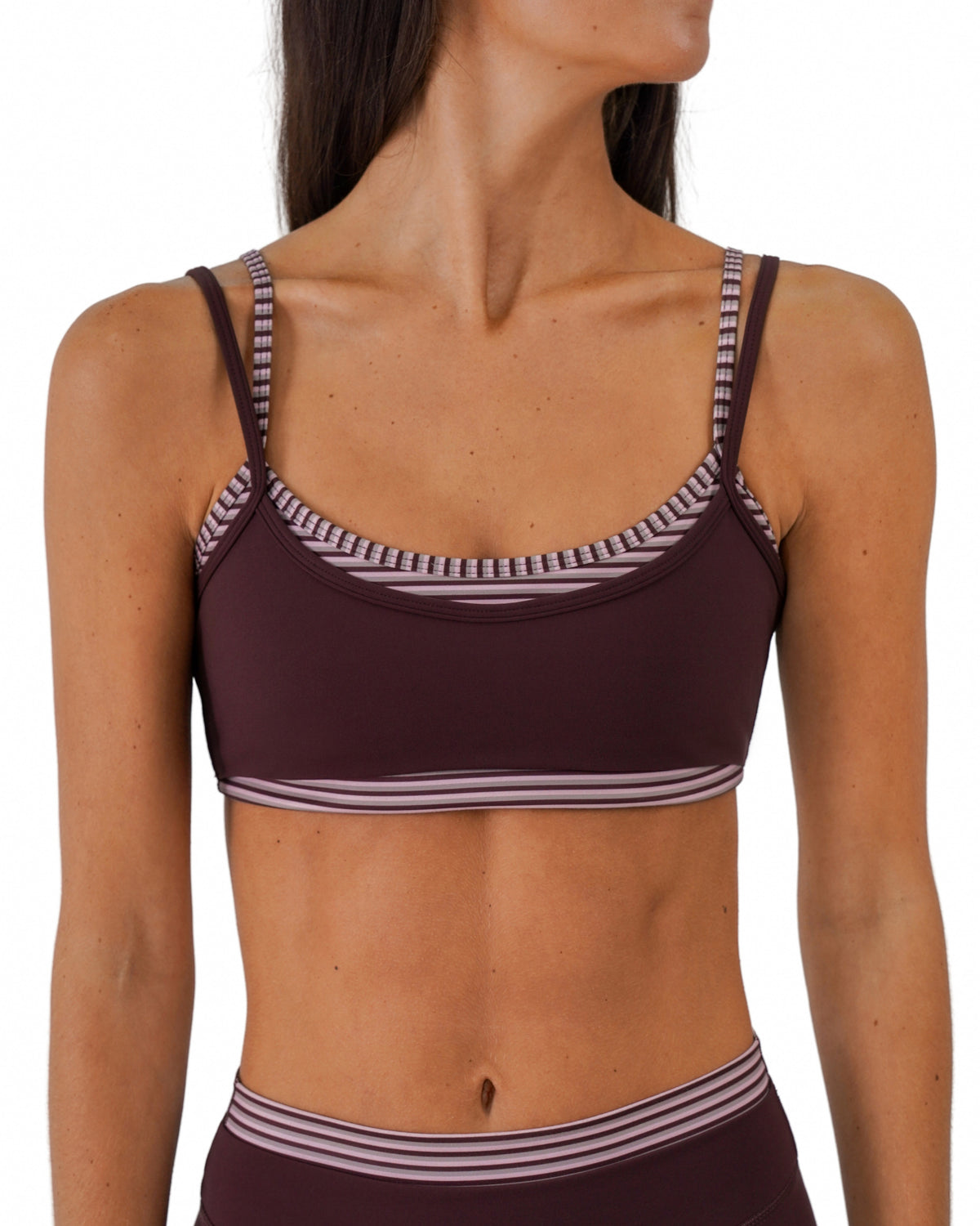 Double Layer Scoop Bra - Chocolate Cherry & Outwest Stripes