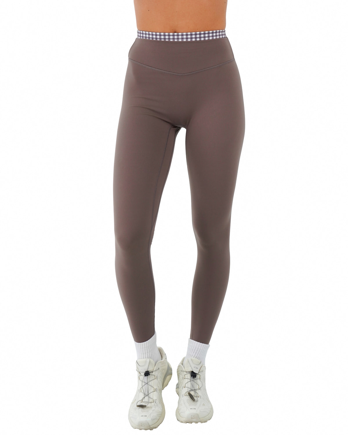 Layered Sculpt Pant V2 - Ash Brown & Gingham