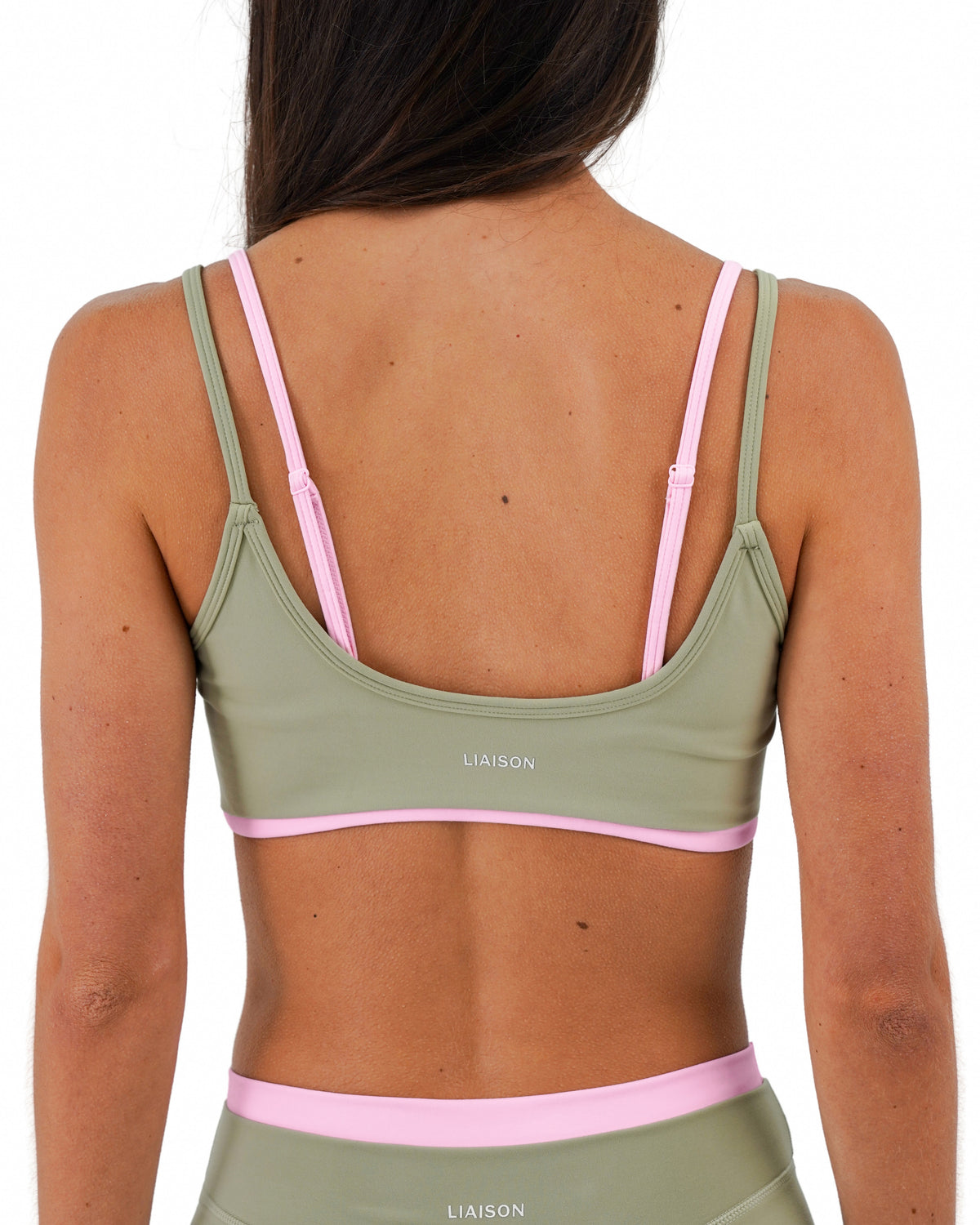 Double Layer Scoop Bra - Flora & Soft Pink