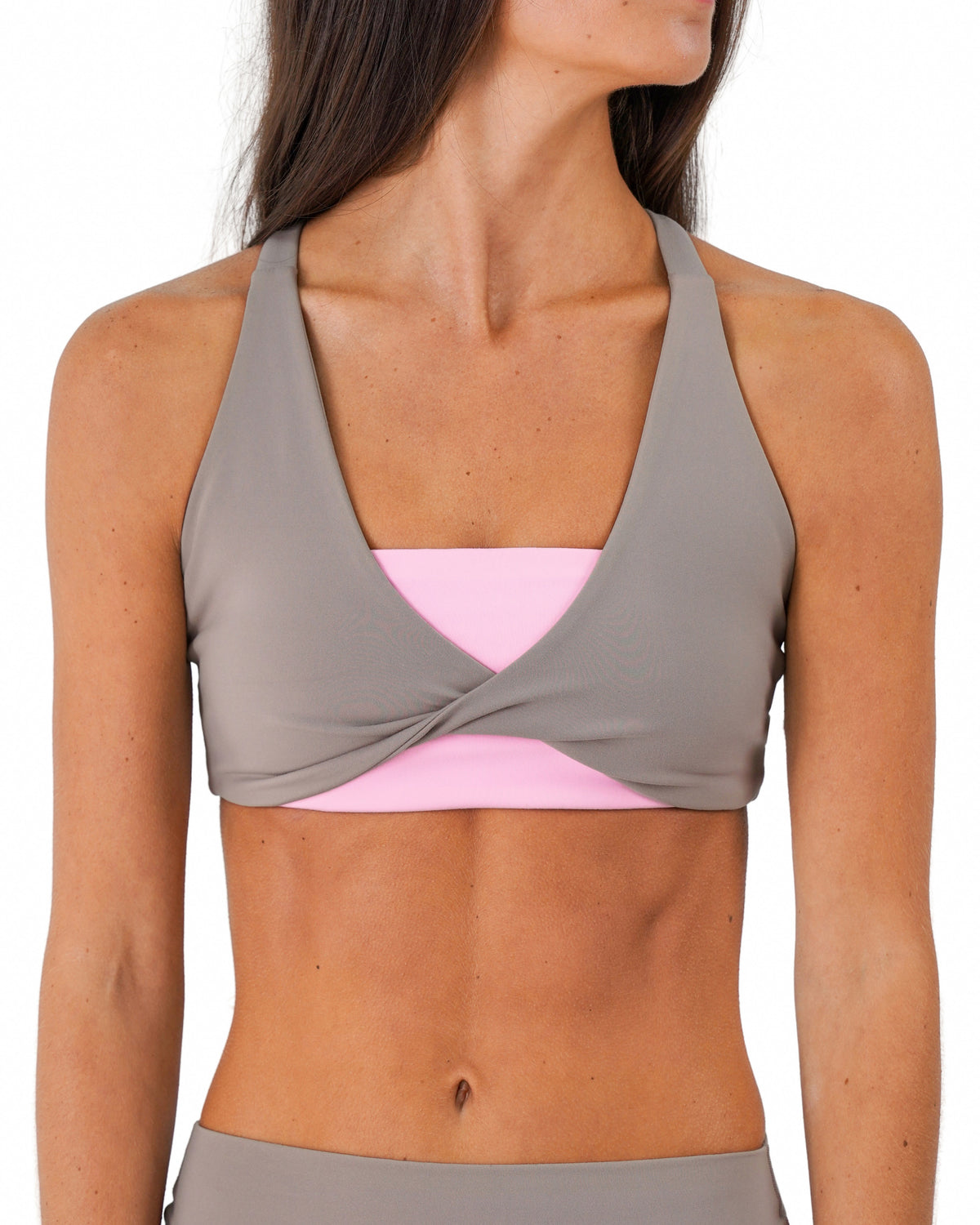 Double Layer Curve Bra - Truffle & Soft Pink