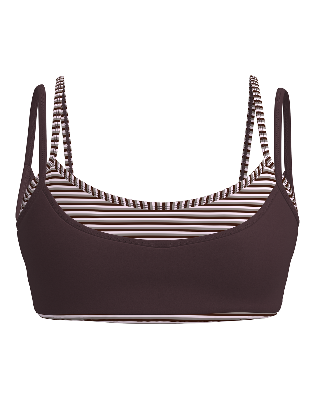 Double Layer Scoop Bra - Chocolate Cherry & Outwest Stripes