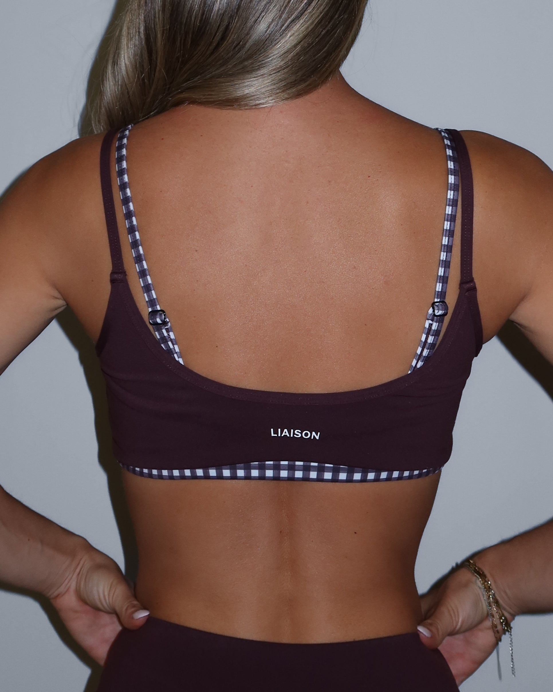 Double Layer Scoop Bra - Chocolate Cherry & Gingham