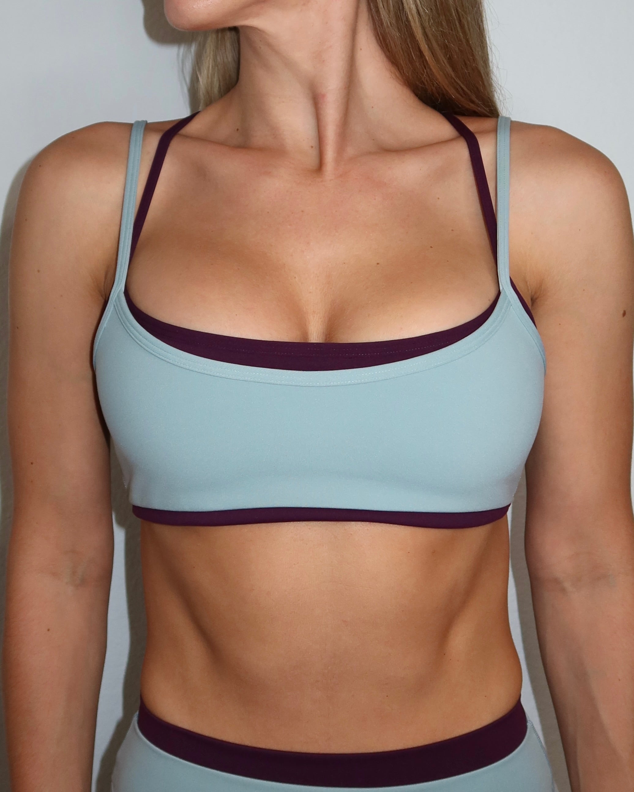 Layered Cross Back Bra - Icey Blue & Merlot