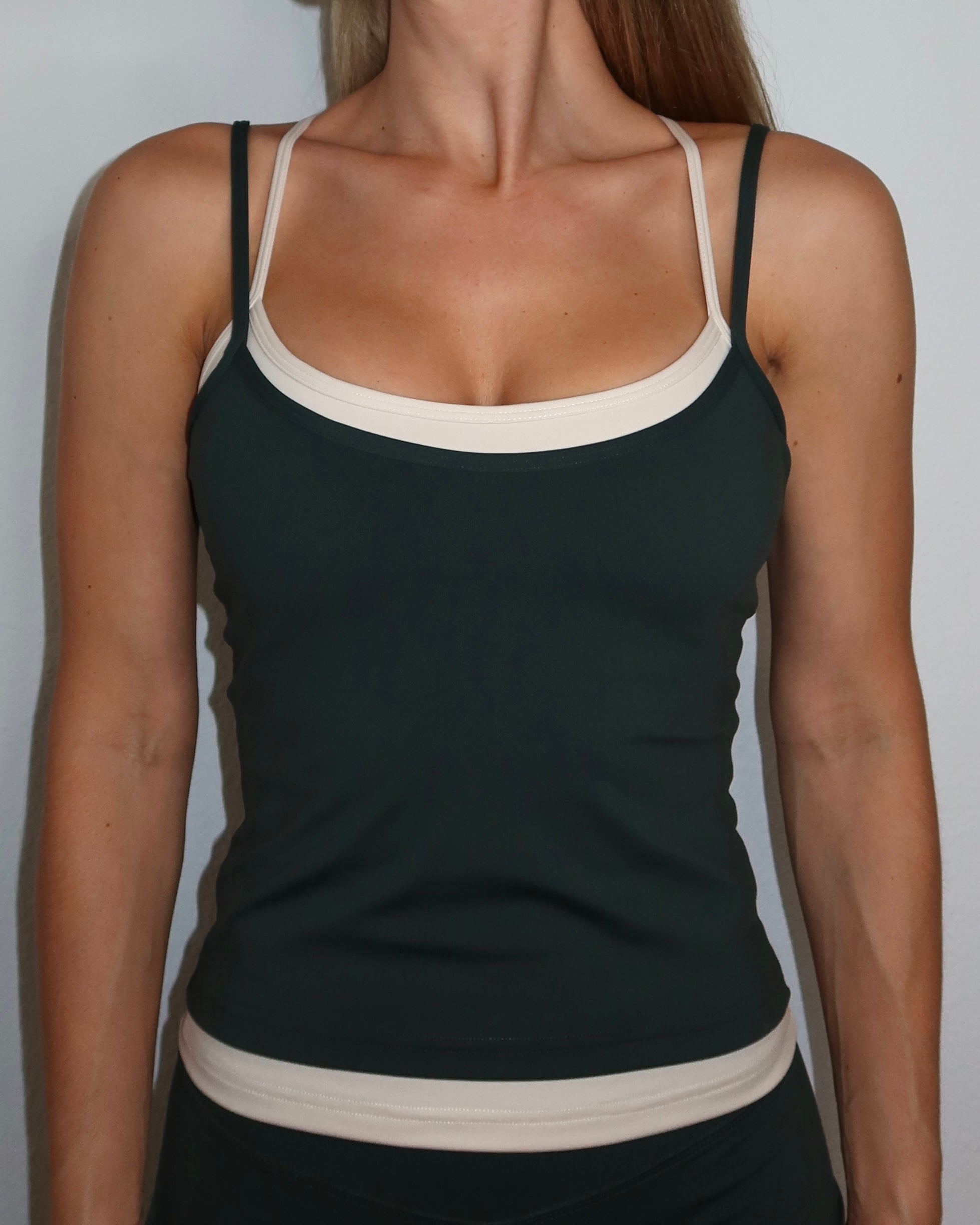 Layered Cross Back Tank - Pine & Sand