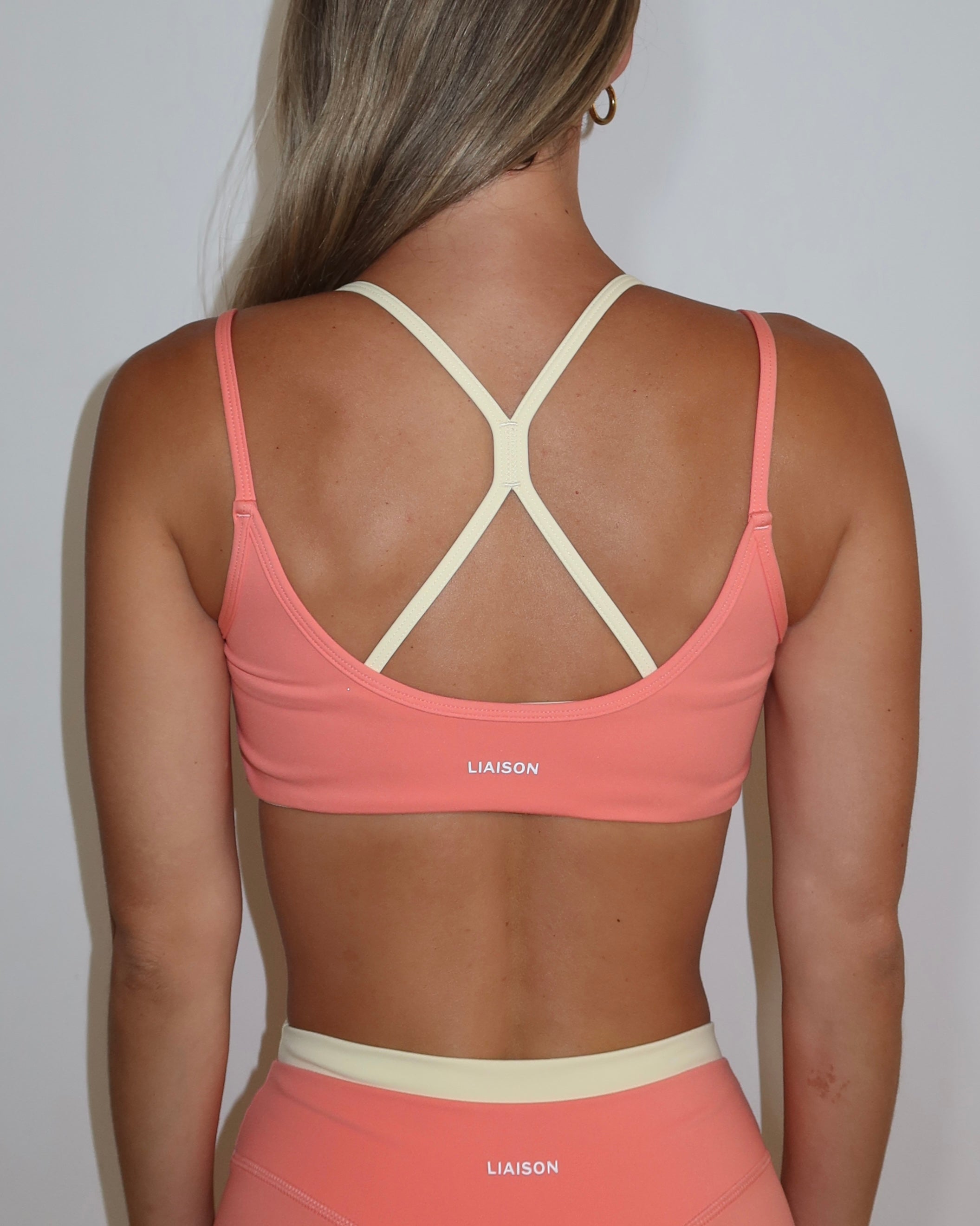Double Layer Sporty Scoop Bra - Guava & Daylight
