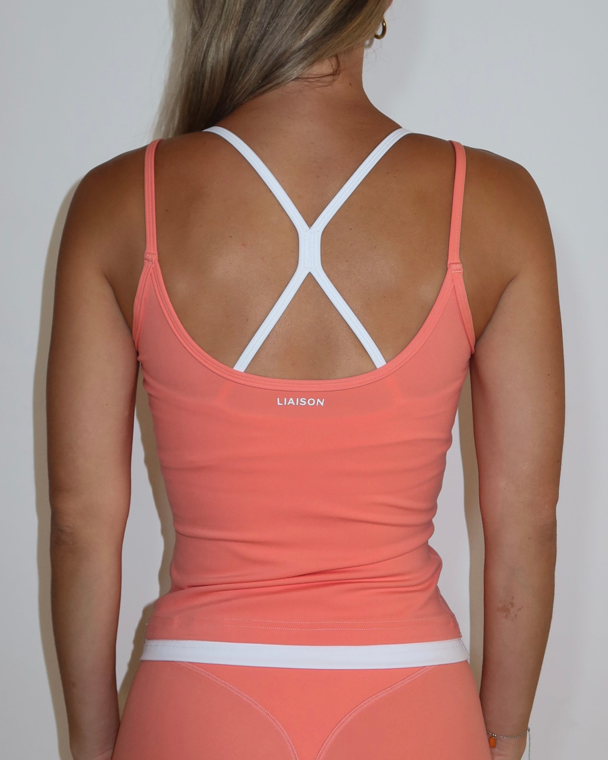 Double Layer Sporty Tank - Guava & White
