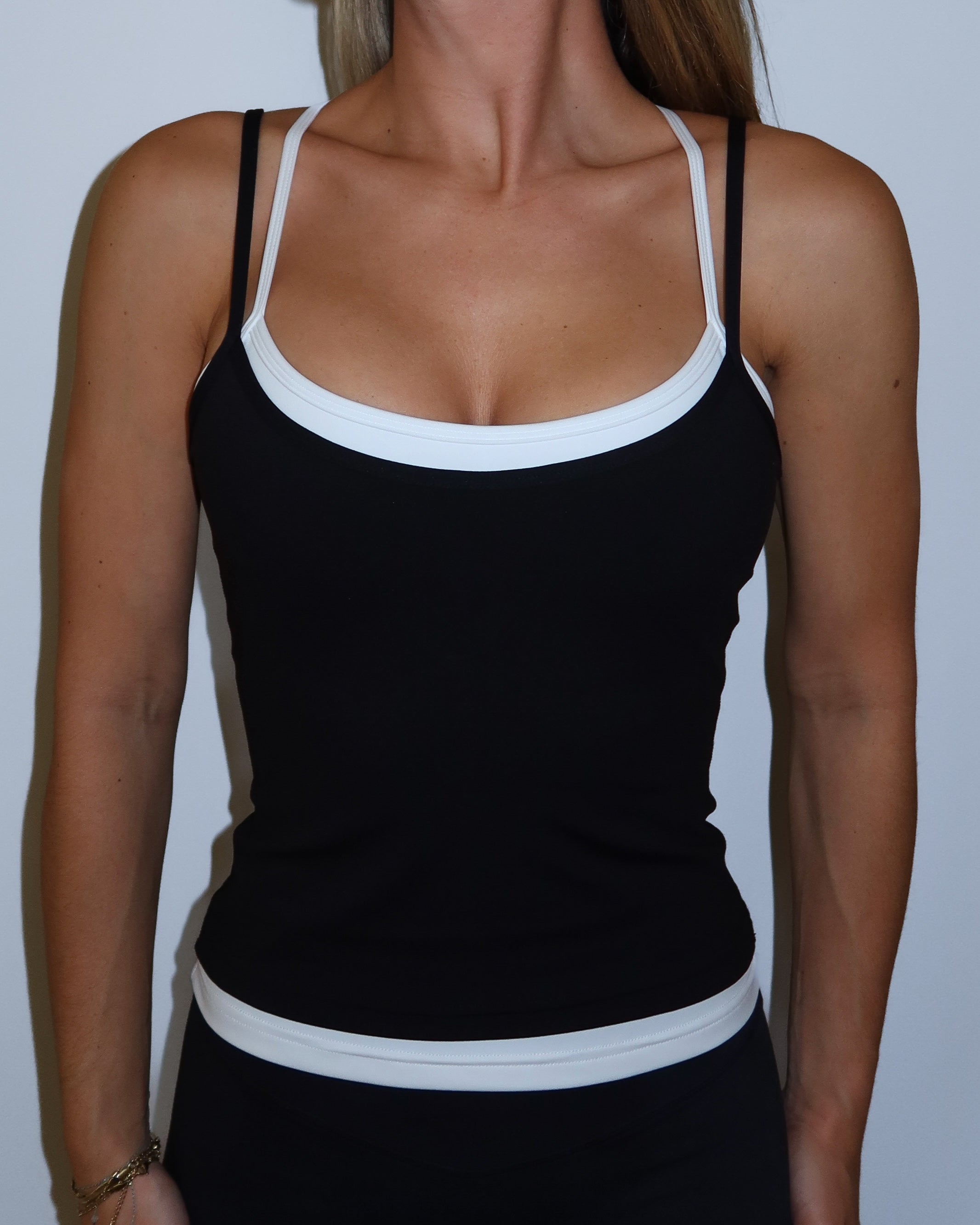 Double Layer Sporty Tank - Black & White
