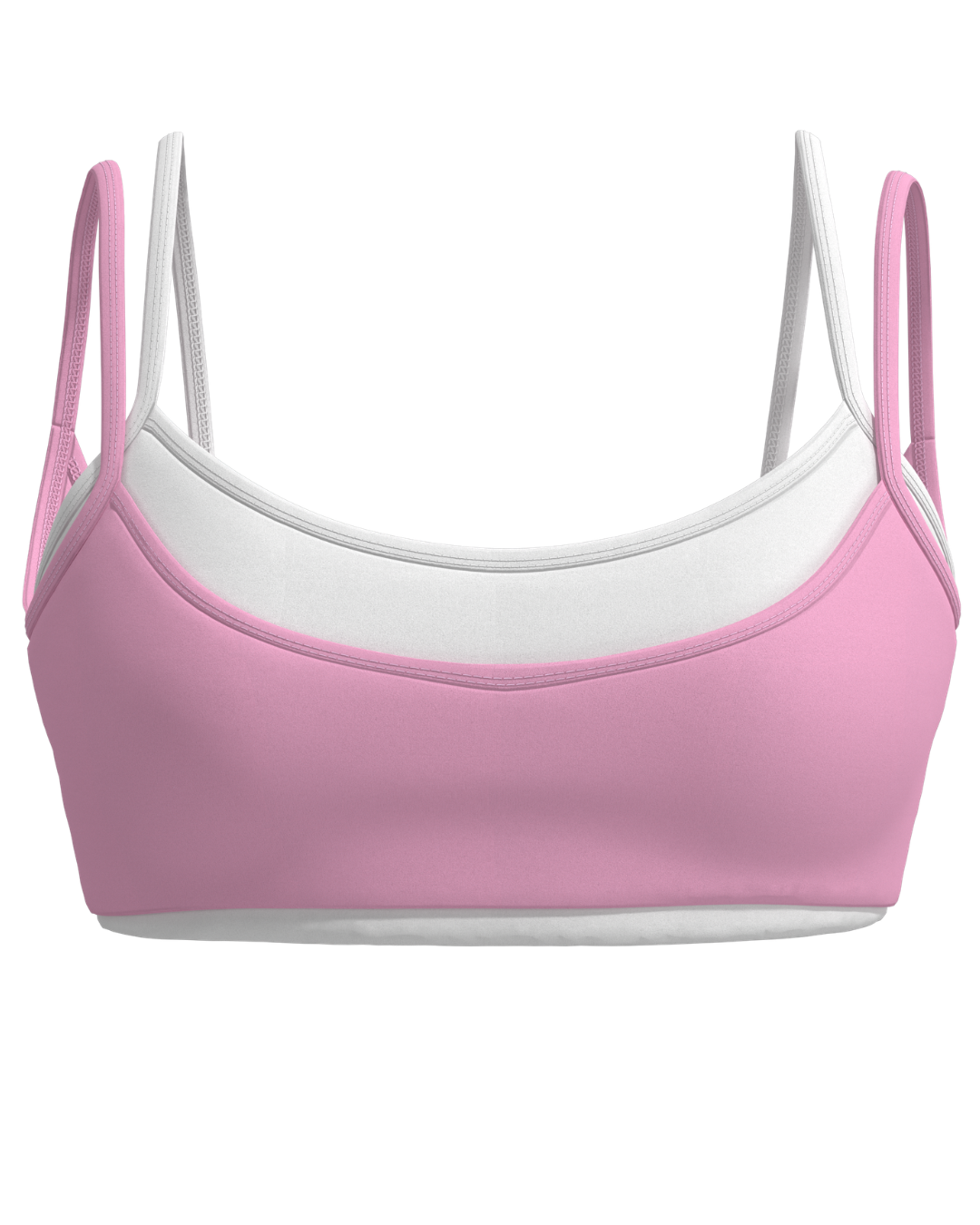 Double Layer Scoop Bra - Petal Pink & White