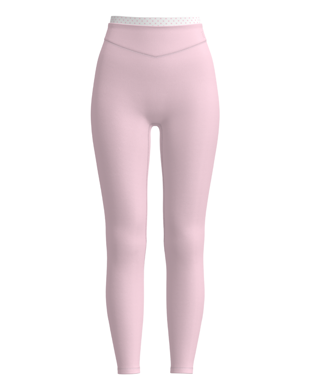 front view of SCL layered sculpt pant in soft pink & polka dots 