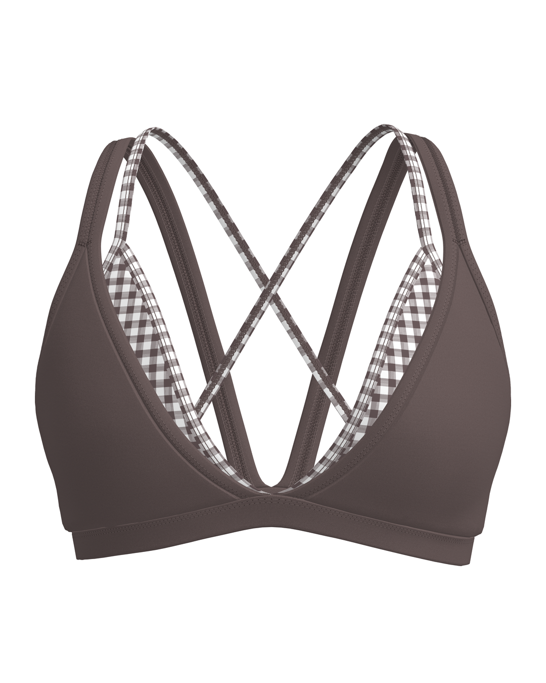 Double Layer Pulse Bra - Ash Brown & Gingham