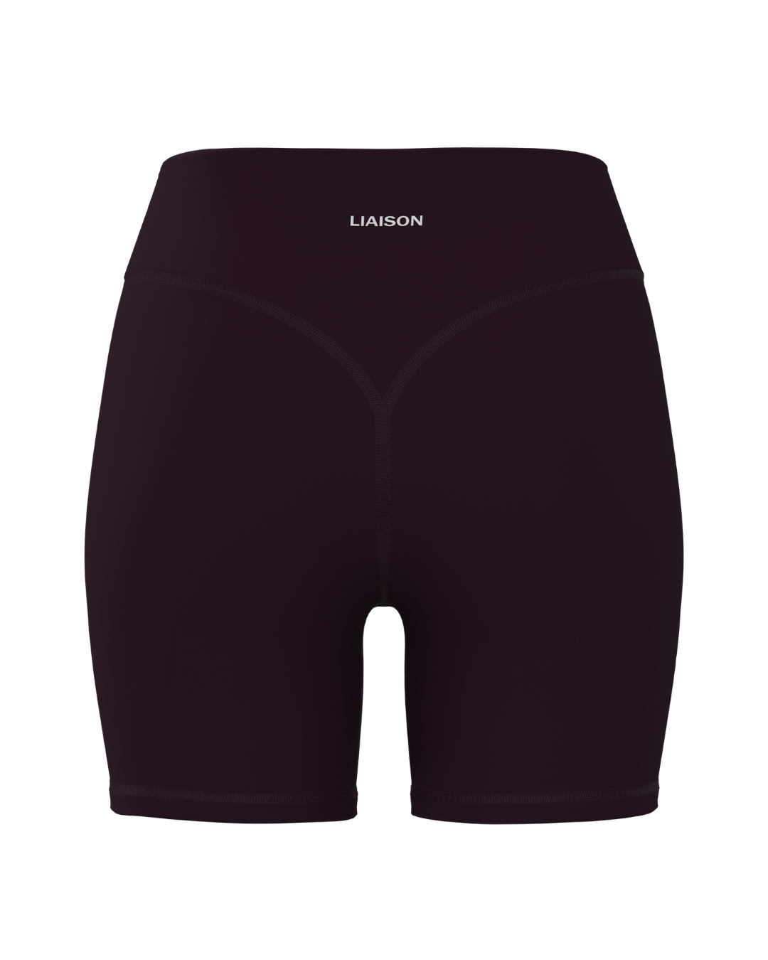 back view of bridge short in plum