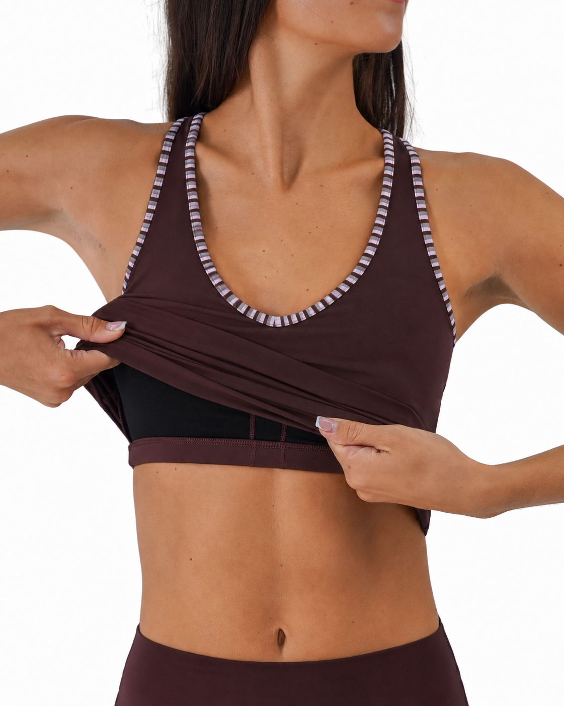 Sporty Racer Tank - Chocolate Cherry & Outwest Stripes