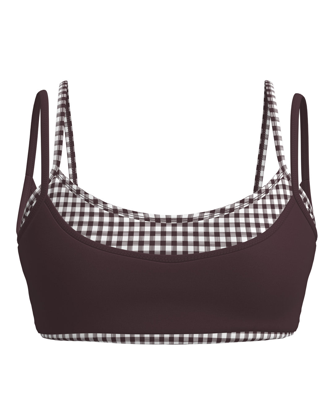 Double Layer Scoop Bra - Chocolate Cherry & Gingham