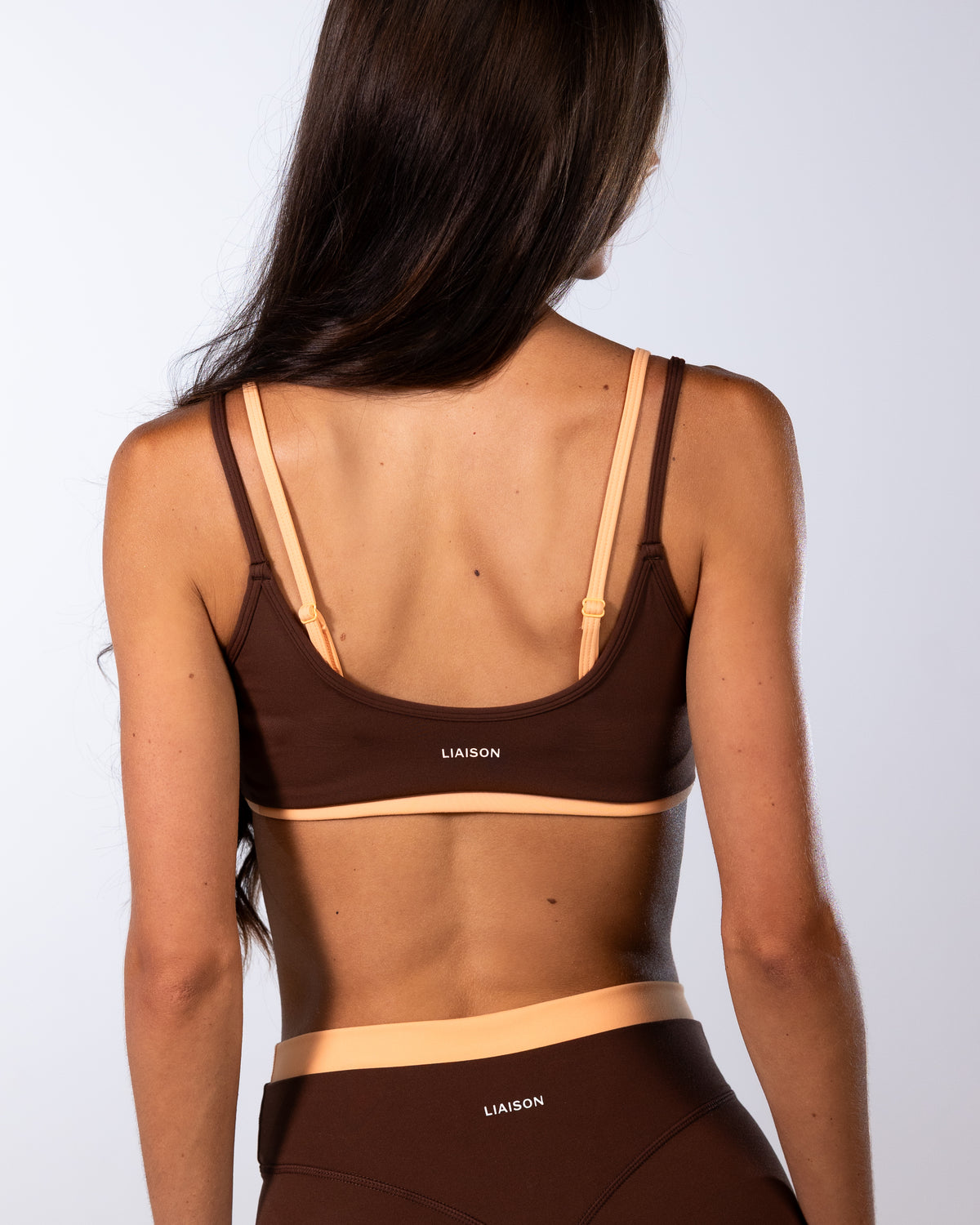 Double Layer Scoop Bra - Mocha Brown & Apricot